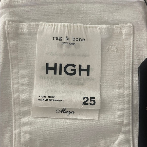 rag & bone Women's Maya  High Rise Ankle Straight Jeans in Crisp White - Picture 2 of 10